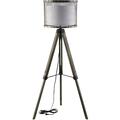 Primewir Fortune Floor Lamp with Fabric Drum Shade in Steel Mesh on Wood Tripod EEI-1571